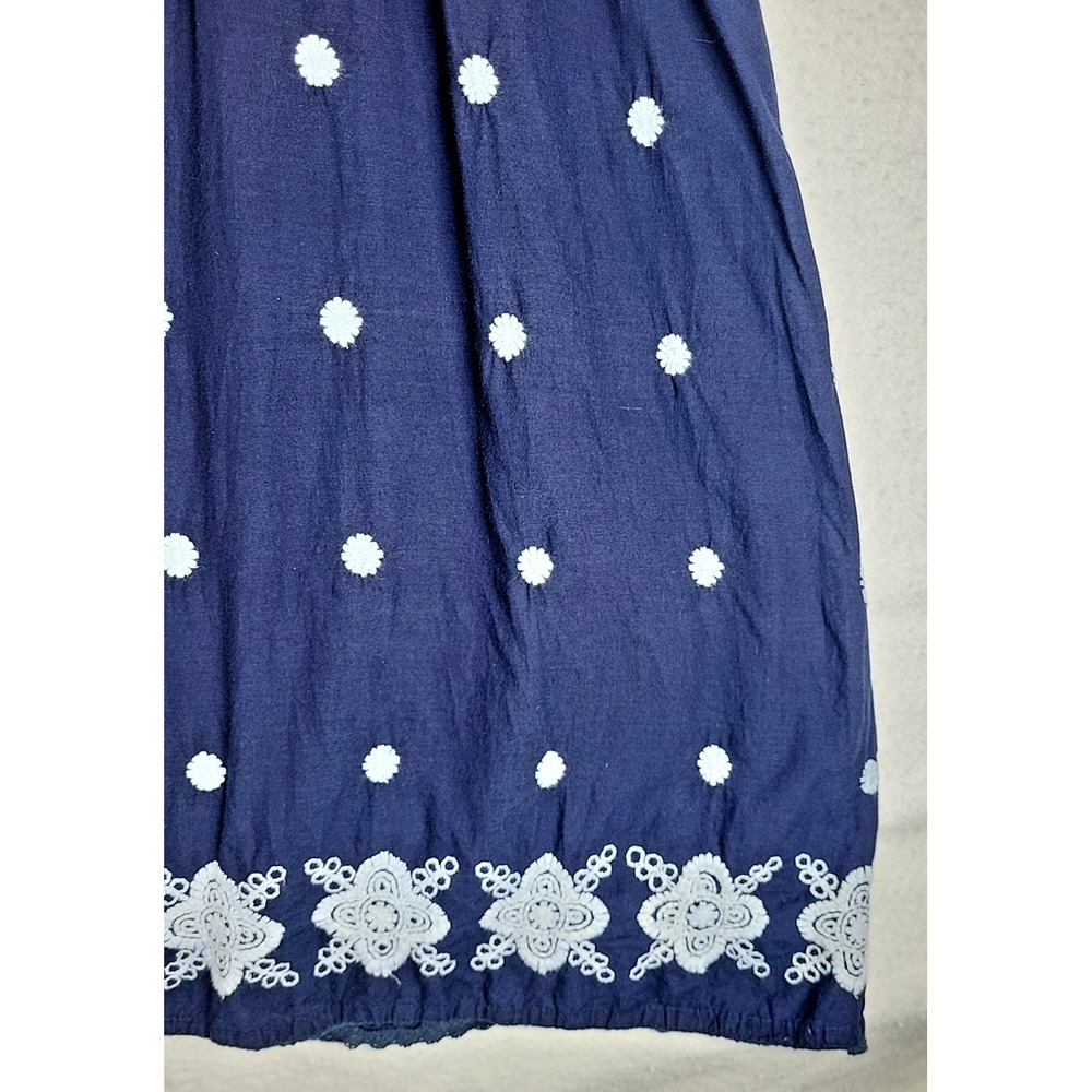 Vtg Cute Options Dress Women's Large Blue Floral Boho Milkmaid Embroidered Midi - Picture 4 of 13